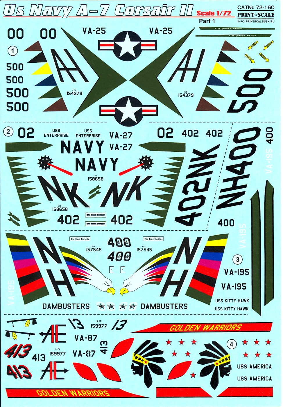 Print Scale Decals 172 Ltv A 7 Corsair Ii Us Navy Fighter Part 1